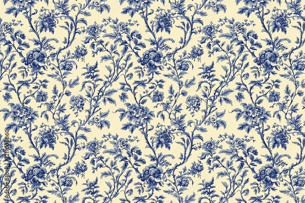 Poster floral toile tapestry pattern. vintage botanical wallpaper pattern. background image. created with g