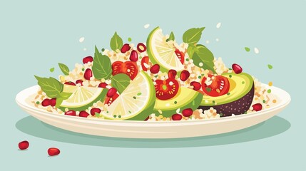 Vibrant Fresh Vegetarian Salad with Quinoa, Pomegranate, and Avocado