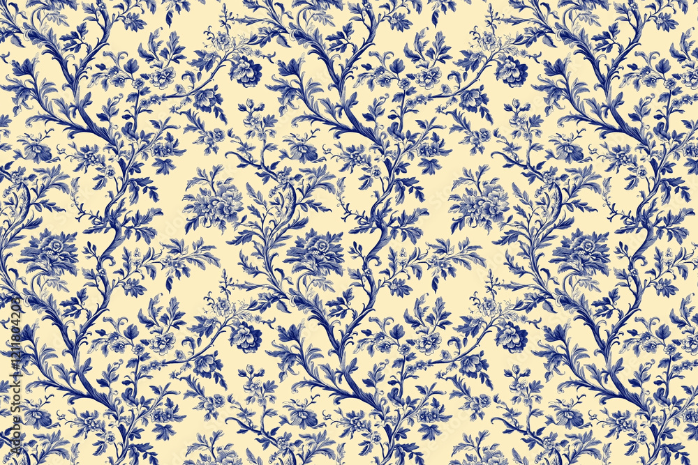 Poster floral toile tapestry pattern. vintage botanical wallpaper pattern. background image. created with g