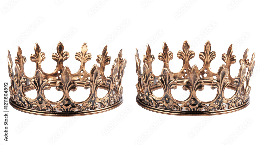 Poster elegant golden crowns set on a transparent background generative ai