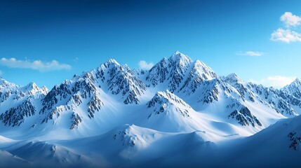 Obraz premium Majestic Snow-Capped Mountains Under Clear Blue Sky Landscape