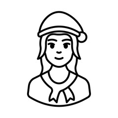 woman avatar christmas outline style