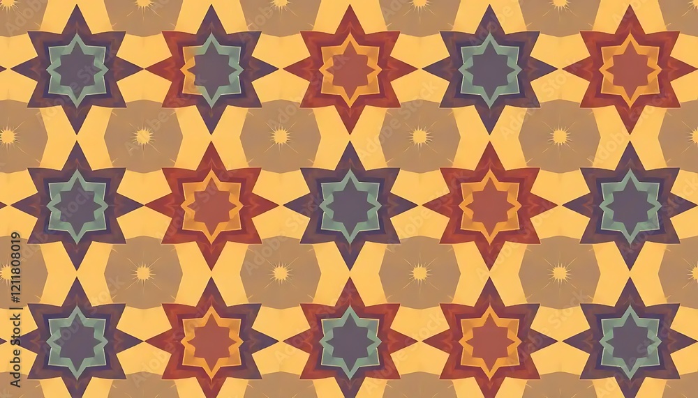 Poster abstract geometric star pattern design with warm colors