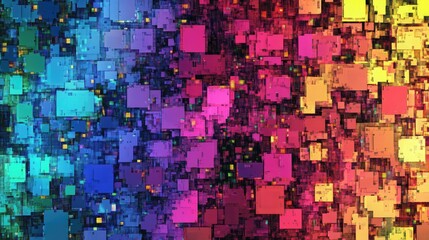 Fototapeta premium Macro view of pixelated digital screen displaying vivid RGB colors in a seamless texture pattern