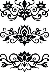 set of floral swirl ornate back silhouette design