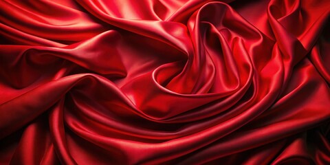 Obraz premium Luxurious red silk fabric background, red, silk, luxurious, elegant, texture, background, smooth, material, vibrant, rich