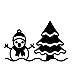 snowman tree solid style
