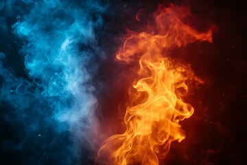 Fototapeta premium Striking Abstract of Blue and Orange Smoke, Ideal for Backgrounds