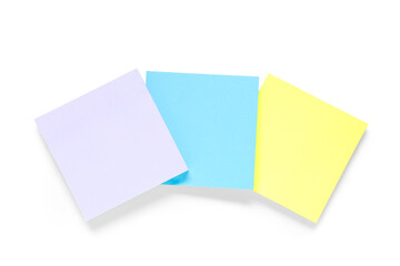 Different blank sticky notes isolated on white background