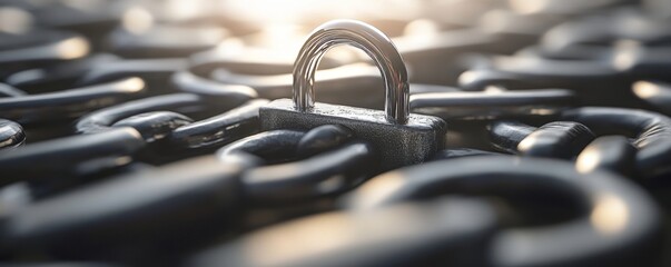 Padlock with infinite keys, metaphor of problems, solutions  and risk management; original 3d rendering, Generative AI