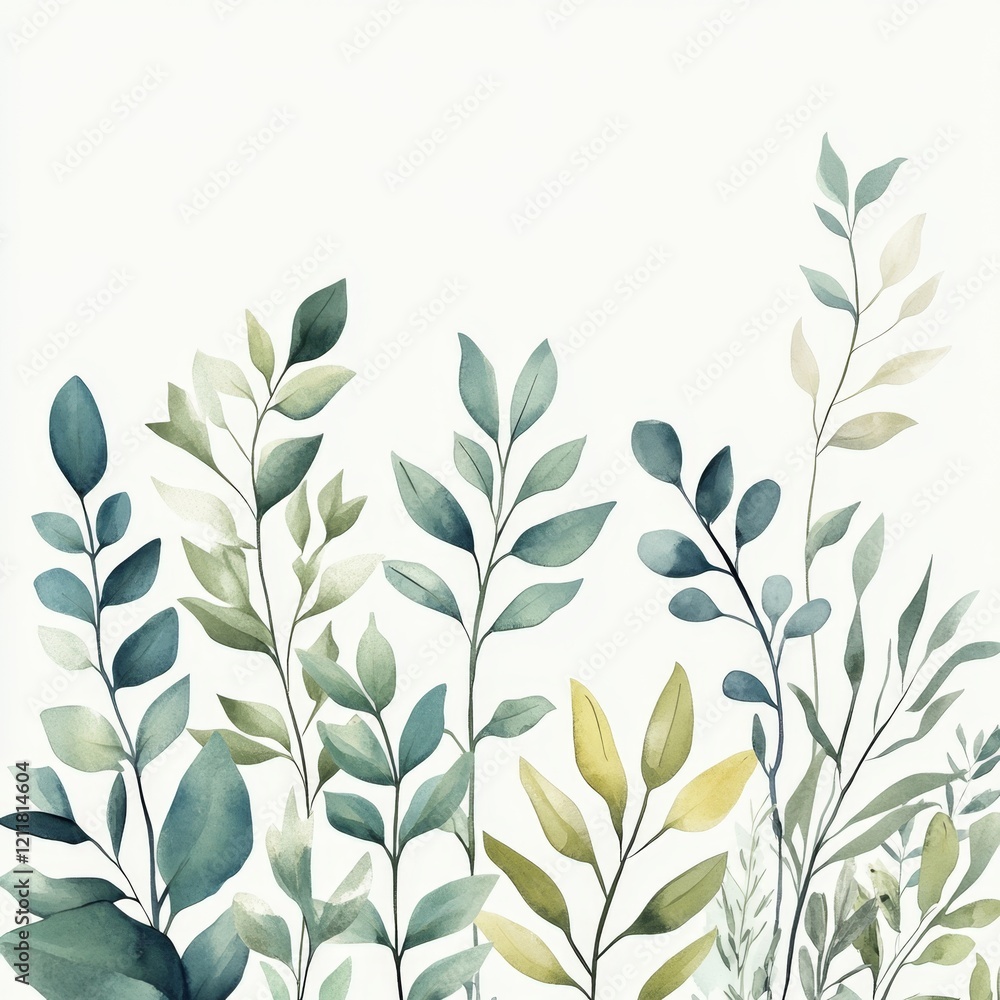 Poster elegant greenery background with delicate leaf patterns