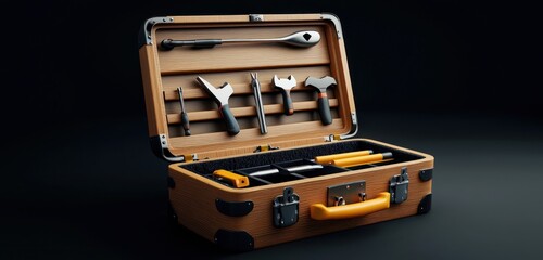Detailed and high-resolution icon of an open 3D toolbox.
