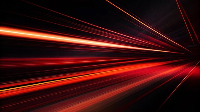Abstract red light speed zoom on black background technology, futuristic motion effect, energy burst visual, dynamic glowing lines, digital trail, sci-fi concept, high tech visual