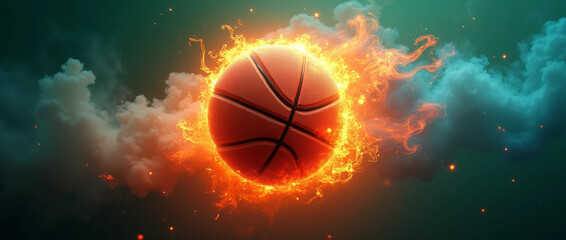 basketball ball in fire