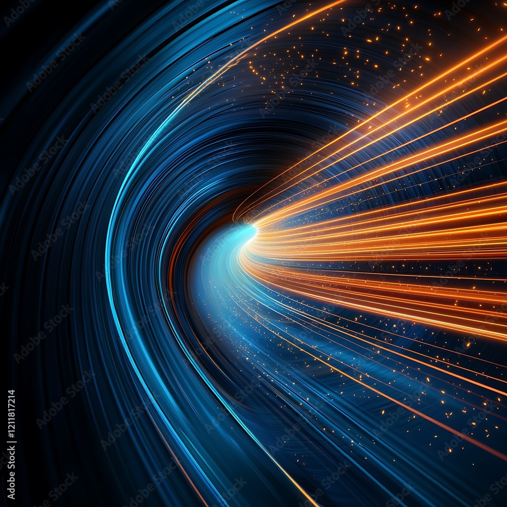 Poster dynamic light tunnel with bright color trails