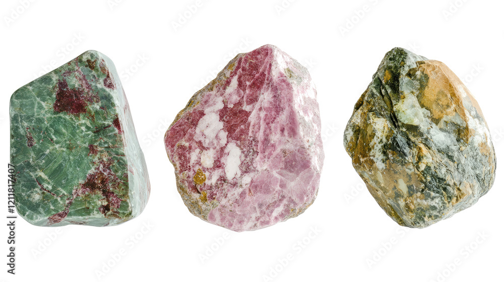 Poster collection of heavy rocks on transparent background generative ai