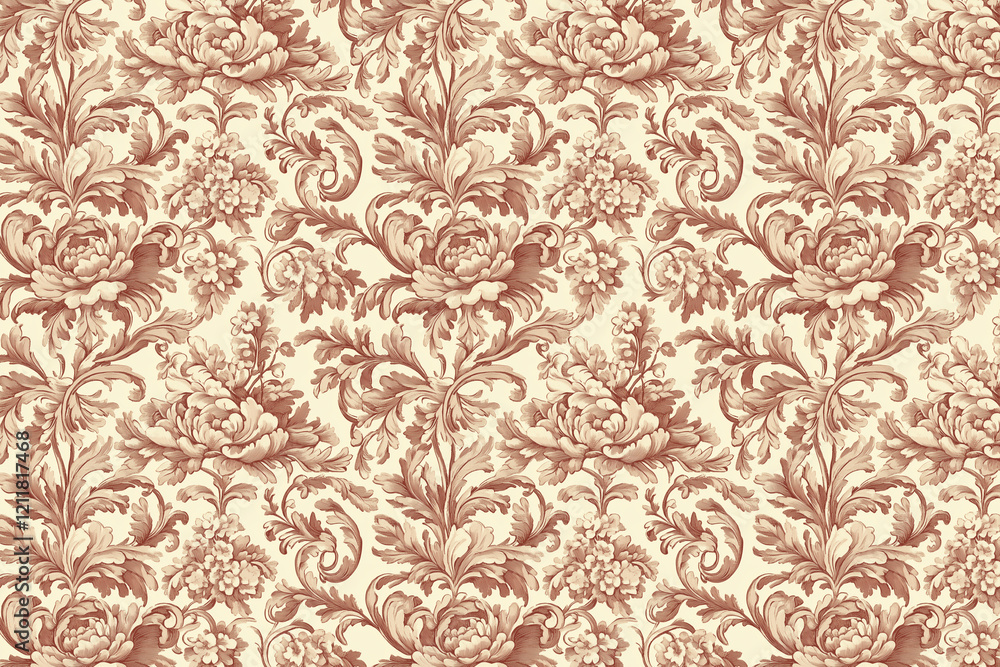 Poster floral toile tapestry pattern. vintage botanical wallpaper pattern. background image. created with g