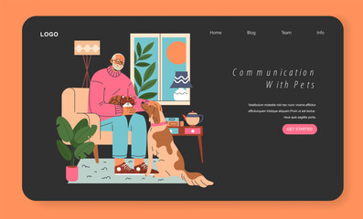 Pensioners Cope With Loneless. Flat Vector Illustration