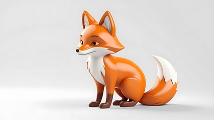 Obraz premium Minimal cartoon fox icon with a bushy tail, orange tones, isolated on a white background, 3D rendering.