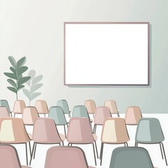 Fototapeta premium Sleek and Minimalistic Seminar Room with Rows of Chairs Ready for Presentation