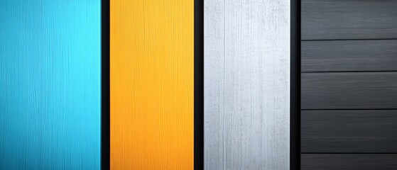 Fototapeta premium Vibrant vertical stripes boldly contrast muted gray background creating modern aesthetic. AI Generated