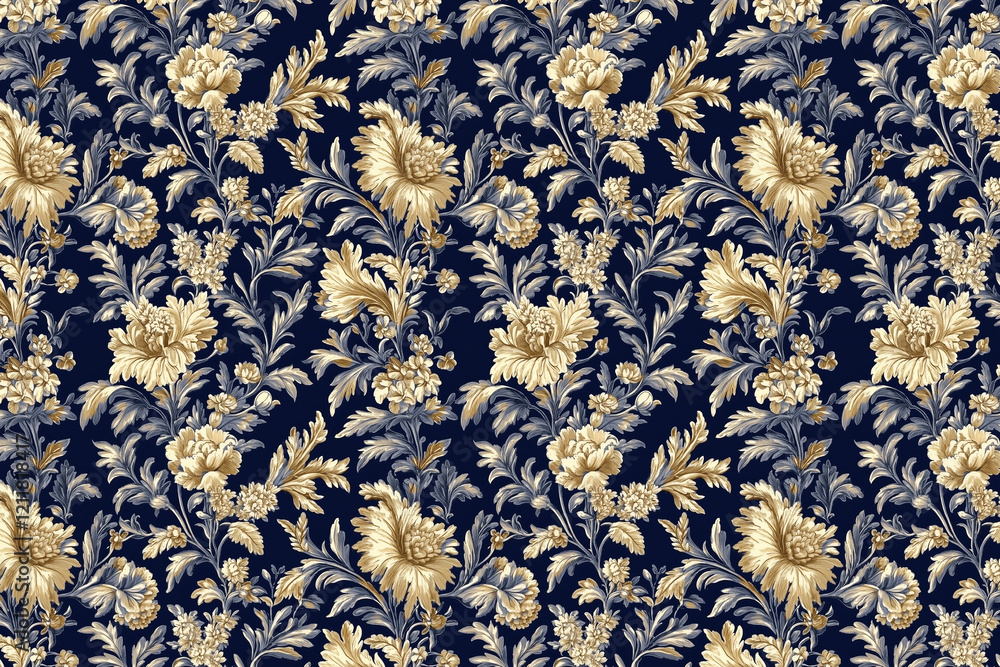 Poster floral toile tapestry pattern. vintage botanical wallpaper pattern. background image. created with g