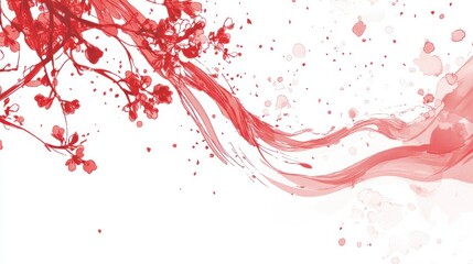 Abstract red floral wave design.