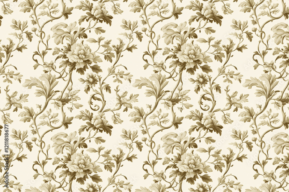 Poster floral toile tapestry pattern. vintage botanical wallpaper pattern. background image. created with g