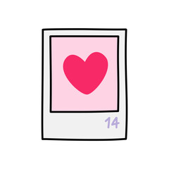 Heart shape on a pink background with the number 14 written on the photo.