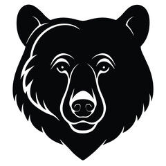 Black Bear Head Silhouette Vector Art and Black Bear Head Design in Black Color