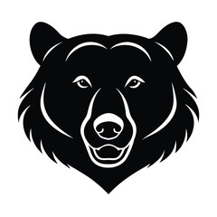 Black Bear Head Silhouette Vector Art and Black Bear Head Design in Black Color