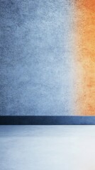 Moody blue orange wall texture background subtle lighting. AI Generated