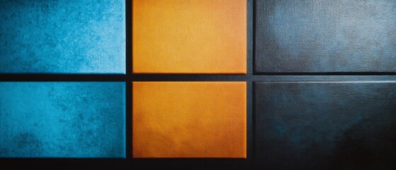 Fototapeta premium Abstract Teal Orange Dark Tiles Grid Pattern. AI Generated
