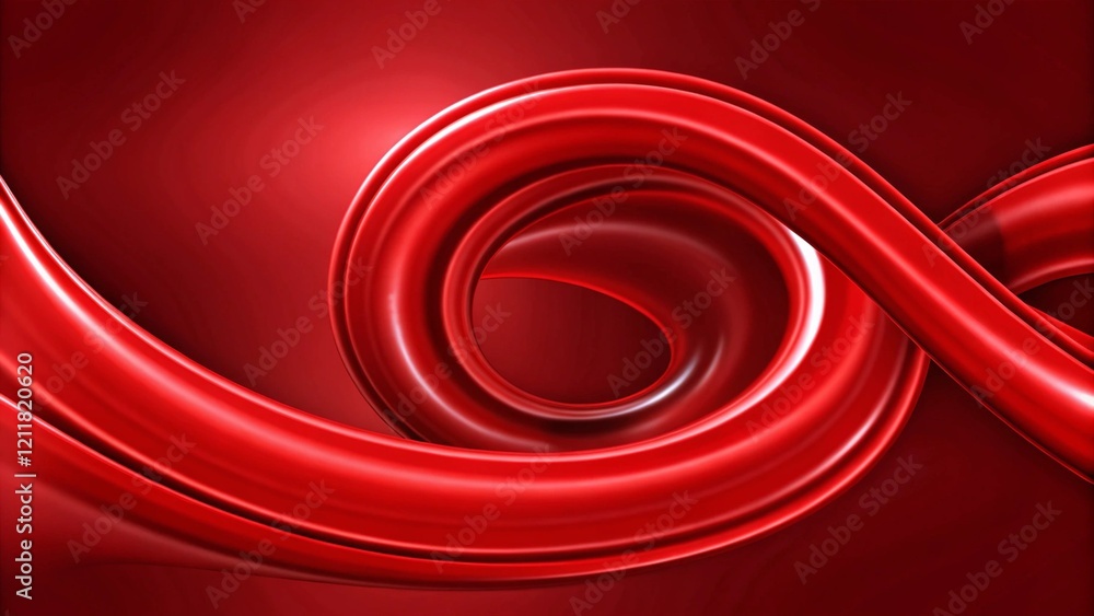 Poster Abstract red wave background on red background, modern digital texture flowing across the canvas with elegant curves, suitable for presentations, posters, and artistic designs