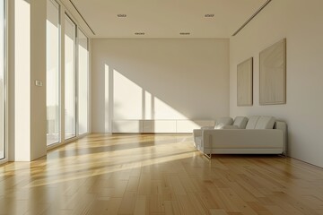 Detailed Color Image of Empty Modern Room with Furniture
