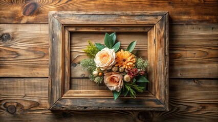 Distressed Wooden Frame with Artificial Flower Wall for Cozy Ambiance