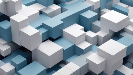 Obraz premium Complex arrangement of geometric shapes showcases modern design aesthetics and architectural inspiration in a digital landscape