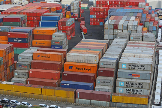 Hapag Lloyd Maersk Shipping Containers at Port of Salerno South Italy