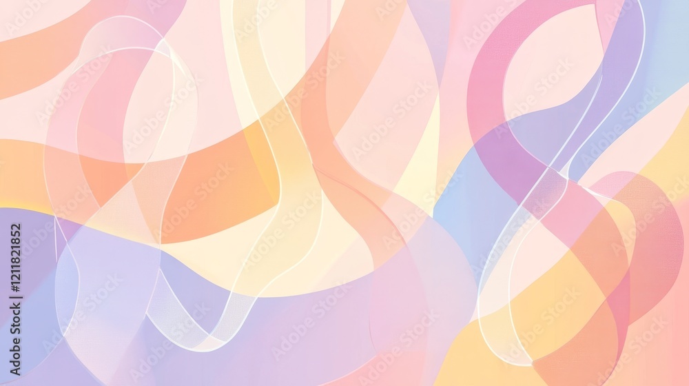 Poster abstract pastel wave shapes with soft gradients and flowing lines