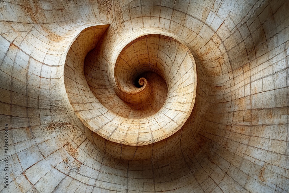 Aufkleber spiral pattern in natural stone formation showcasing intricate curves and textures in a gallery sett