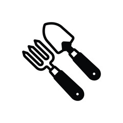 Black solid icon for fork and trowel