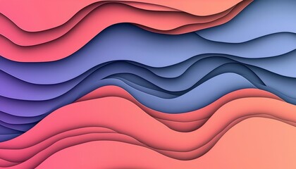 Obraz premium Abstract Layered Wavy Pink and Blue Design