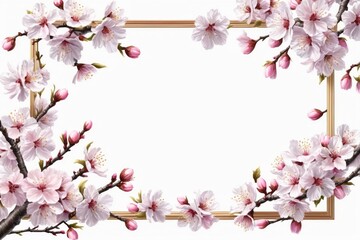 Obraz premium A frame shape made of flowers with pink blossoms and a romantic floral design perfect for Valentine's Day