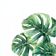 Obraz premium Lush Green Tropical Leaves on a Bright White Background