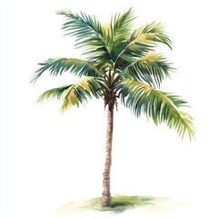 Obraz premium Vibrant Green Palm Tree Isolated on White Background