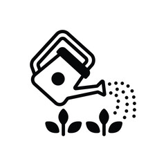 Black solid icon for watering can
