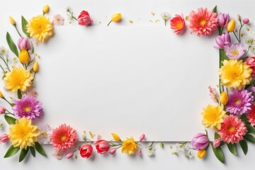 A spring flower frame with a yellow daisy border, featuring vibrant floral patterns and natural beauty