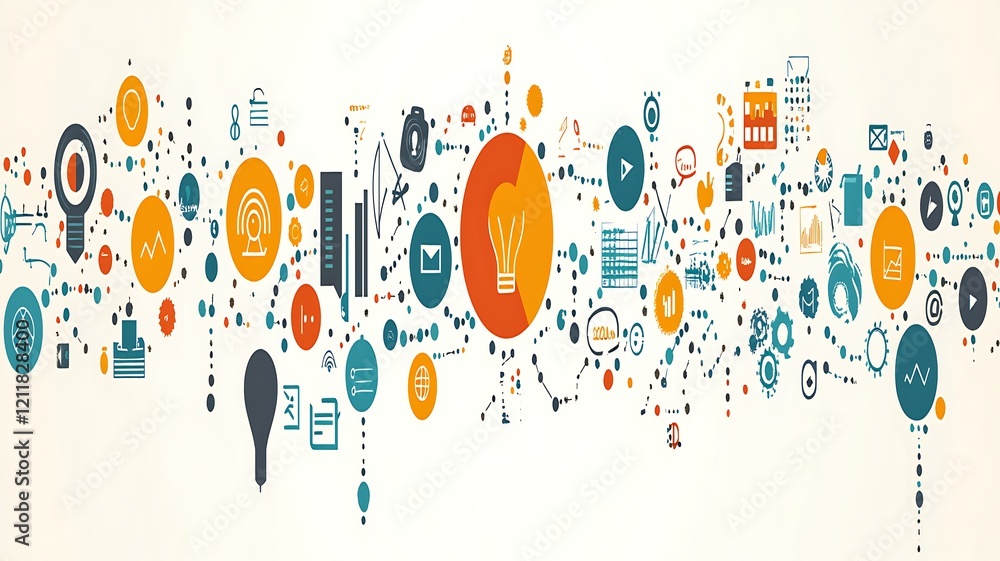 Poster abstract network visualizing business ideas and innovation