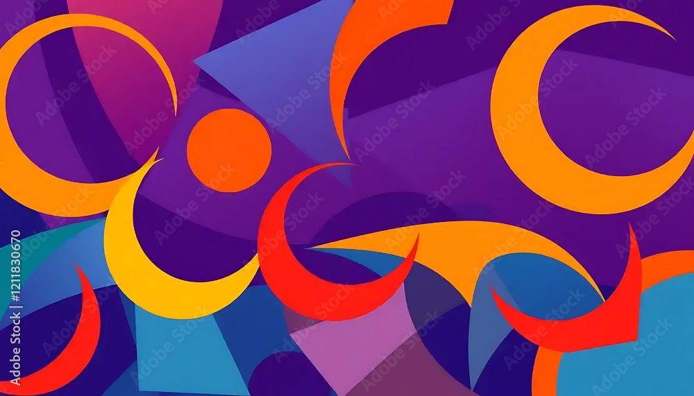 Poster abstract colorful shapes composition overlapping layers