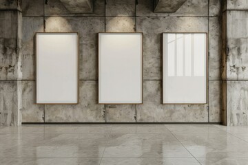 High Resolution of Art Gallery Frames Muckup 3D Illustration and 3D Rendering Corner View